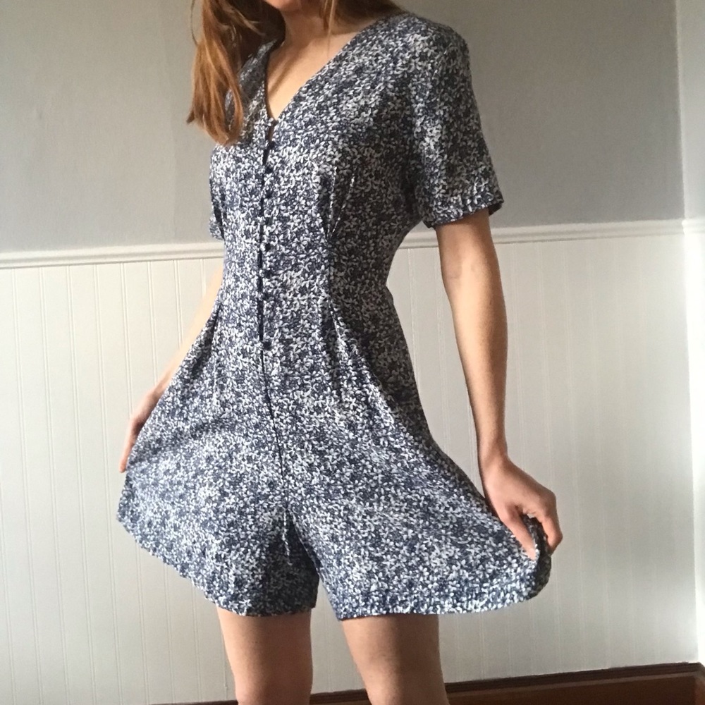 90s vintage floral romper dress small